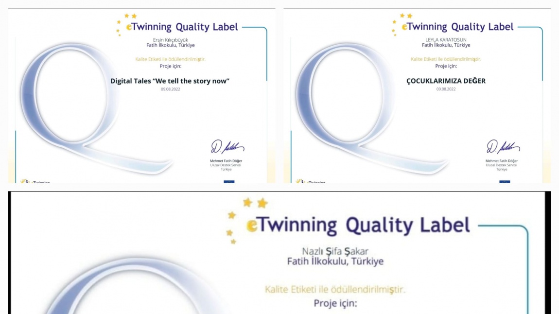E-Twinning Kalite Etiketlerimiz, 5 Başarılı Proje Birden